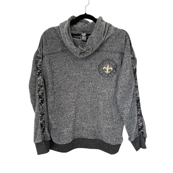 NFL Team Apparel Tops - NFL Team Apparel Sweater Size M Grey Black New Orleans Saints Football High Neck